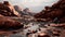 Planet mars, view of arid environment, rocks and space view