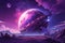 a planet with a purple sky and star Orb of Eternity A Spectacular Purple Planet Amidst the Cosmos