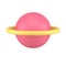 Planet with ring orbit levitation cosmic explore astronomy science pink 3d icon realistic vector