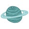 Planet with rings icon. Vector illustration of the planet Saturn. Hand drawn planet with rings, Saturn