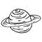 Planet with rings icon. Vector illustration of the planet Saturn. Hand drawn planet with rings, Saturn