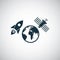 Planet satellite rocket icon for web