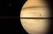 Planet Saturn along with its satellites in space