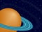 Planet Saturn on a Starry Sky