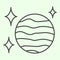 Planet sphere thin line icon. Abstract celestial planet space theme with stars outline style pictogram on white