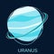 The Planet Uranus. The seventh planet from the Sun in the solar system.