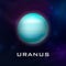 Planet Uranus. Vector 3d Realistic Space Planet in Space Starry Sky. Galaxy, Astronomy, Space Exploration Concept