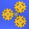 Planetary gear yellow plastic, teamwork concept and business ideas marketing plan strategy symbol