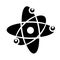 Planetary model of the atom icons. Electrons in orbit around the nucleus. Nuclear physical science simple style detailed logo