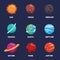 Planetary object collection of planet sun earth astronomy design cartoon kids style illustration science space