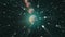 Planets floating in space with stars in orbit in distant galaxy 3d animation