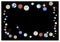 Planets and galaxies frame isolated black background