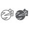 Planets line and glyph icon, space and astronomy, two planets sign, vector graphics, a linear pattern