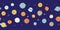 Planets Outer Space seamless vector border. Galaxy repeating background. Cute childish planet illustration banner. Science kids