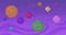 Planets for pixel game design. Collection of cosmic round objects different colors with orbits