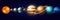 Planets in Solar System. Moon and the Sun, Mercury and Earth, Mars and Venus, Jupiter or Saturn and pluto. Astronomical