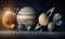 the planets of the solar system are shown in this artist\\\'s rendering