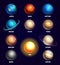 Planets of solar system and sun education vector illustration