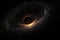 Planets, stars and galaxies in outer space showing the beauty of space exploration. A monster black hole glowing in deep space, AI