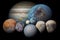 planets and their moons in stunning celestial portrait