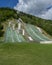 Planica Ski jumping hills in the summer. The Planica Nordic Centre. Julian Alps. Slovenia. Europe