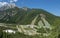 Planica Ski jumping hills in the summer. The Planica Nordic Centre. Julian Alps. Slovenia. Europe