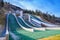 Planica sports centre with ski jumps in Julian Alps in Slovenia