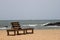 Plank bed on a beach. India Goa.