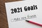 Planner of goals and plans for 2021, a sheet of paper with the inscription make new friends