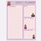 Daily planner in lilac or purple. Schedule, notes, goal list
