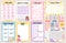 Planner notebook. Decorated daily, monthly and weekly plan template. To do list, schedule and habit tracker. Organizer