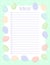 Planner to do list template with Easter eggs in pastel colors. Printable stationary mockup with cute Ostara colored eggs for