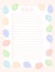 Planner to do list template with Easter eggs in pastel colors. Printable stationary mockup with cute Ostara colored eggs for