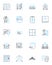 Planning Drafting linear icons set. Blueprint, Sketch, Outline, Schematic, Proposal, Map, Diagram line vector and