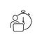 Planning line icon. Office worker and stopwatch inside speech bubble. Time concept. Can be used for topics like business