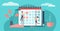 Planning vector illustration. Flat mini persons concept date, time calendar