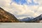 Plansee lake frozen on the end of winter, Tyrol, Austria.