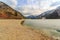 Plansee lake frozen on the end of winter, Tyrol, Austria.