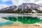 Plansee lake frozen on the end of winter, Tyrol, Austria.