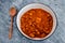 Plant-based food concept, vegan jackfruit and bean stew with spicy tomato sauce