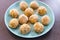 Plant-based food,  vegan risotto arancini balls before been deep fried