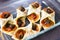 Plant-based food,  vegan tomato capsicum pesto pastries with dairy-free cheese