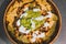 Plant-based recipes, bean nachos with grilled jackfruit guacamole and vegan aioli