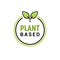 Plant based vegan badge eco icon. Suitable vegetarian symbol logo leaf plant sign.