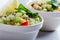 Plant based vegan bowl,  quinoa salad with fresh vegetables