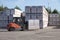 Plant of building materials `ECO` Yaroslavl.The forklift works on the territory of production