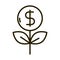 Plant coin money business financial investing line style icon