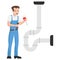 Plant engineer Fixing the Tube underground Vector Icon Design, Plumber equipment Symbol, Handyman Service Work Sign, Sanitary tech