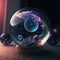 Plant and galaxy inside a glass orb digital art