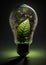 Plant growing inside a lightbulb. Green energy concept, planet preservation, rebewable energy. Generative AI